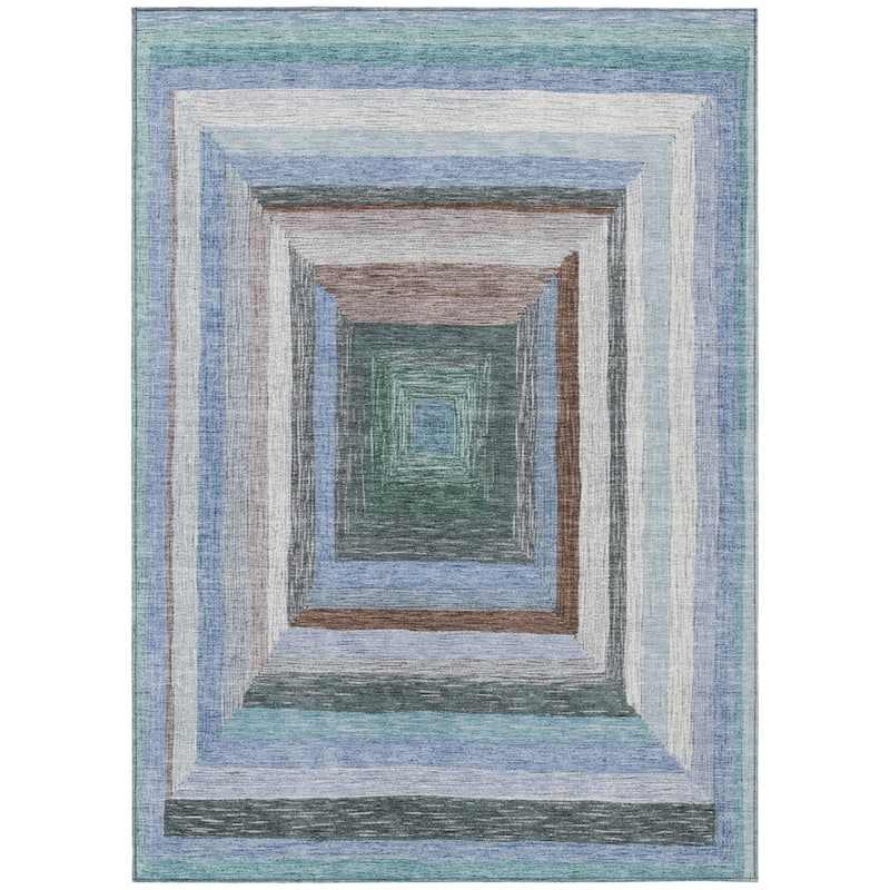 HomeRoots Geometric Transitional Rectangle Outdoor Rug - 10' X 14'