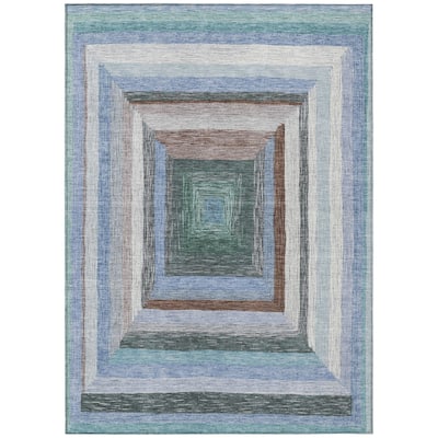 HomeRoots Geometric Transitional Rectangle Outdoor Rug