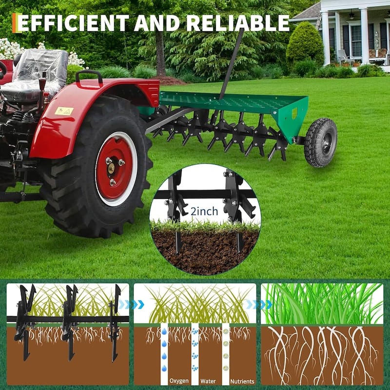 48 Inch Tow Behind Lawn Core Aerator for Professional Yard, Garden, Farm Care