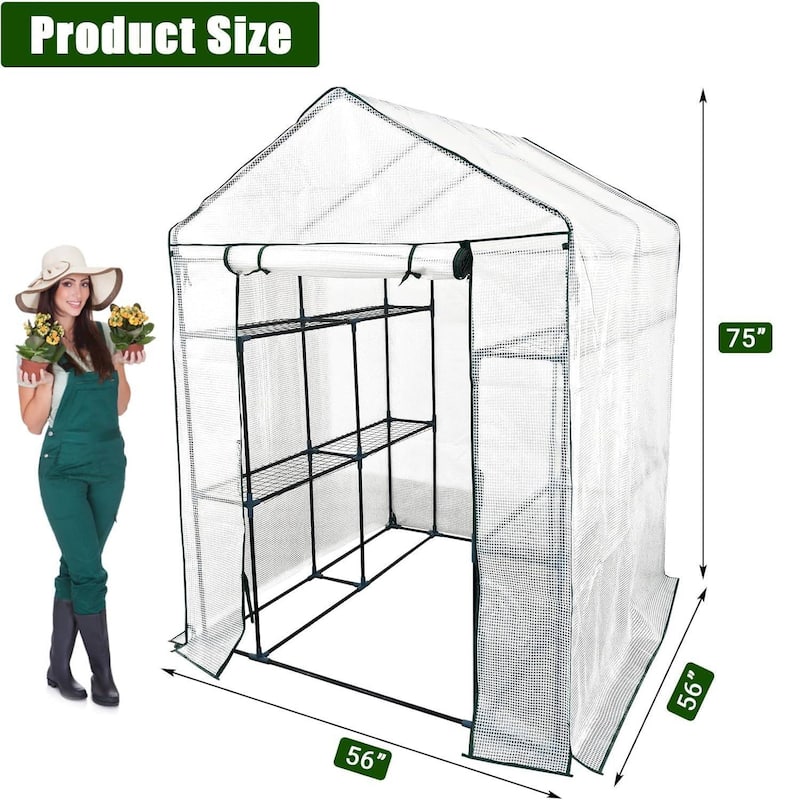 4.7'x4.7'x6.4' Walk-in Greenhouse with 8 Shelves, Outdoor All-Season Plant Tent