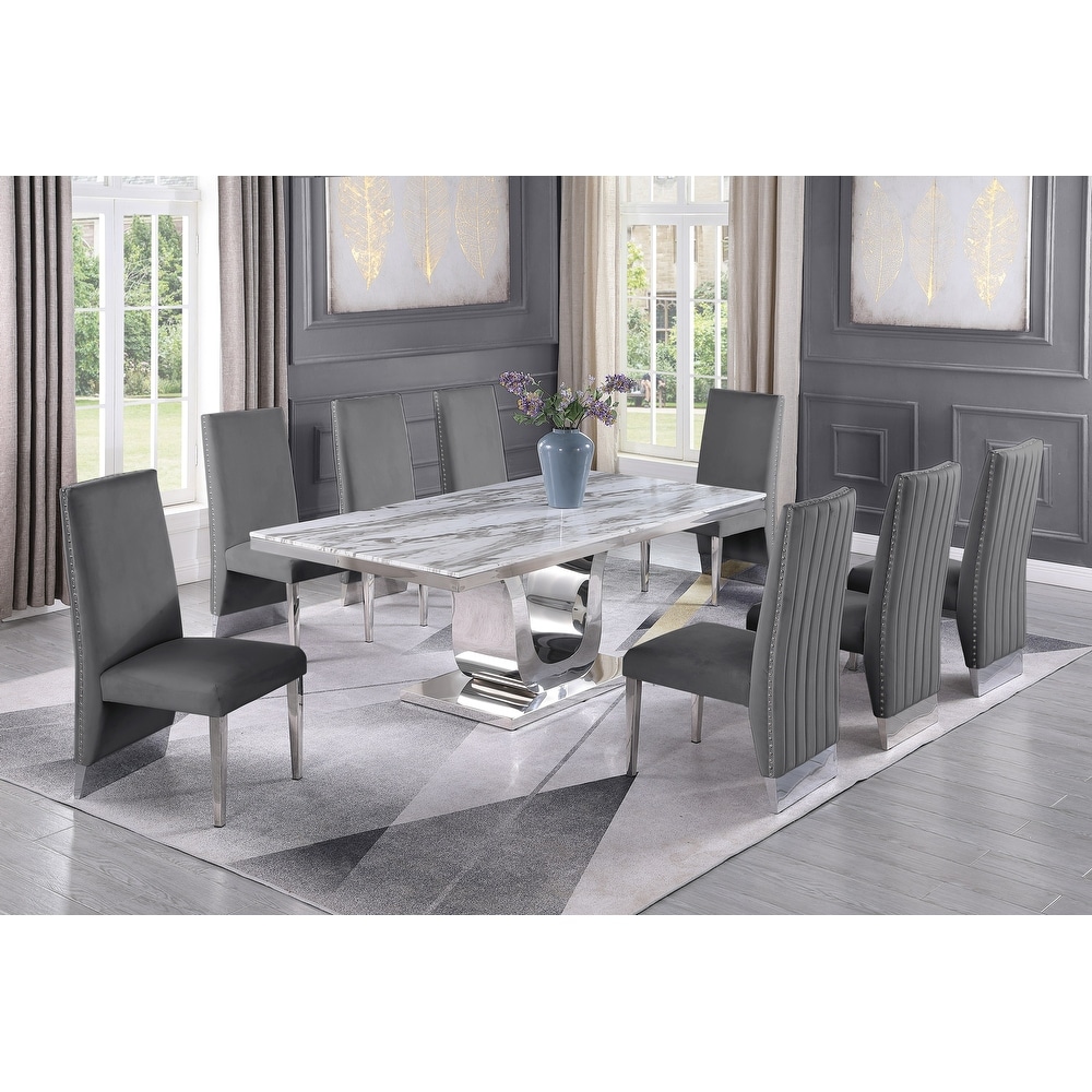 Kenzo 9 piece dining set grey discount