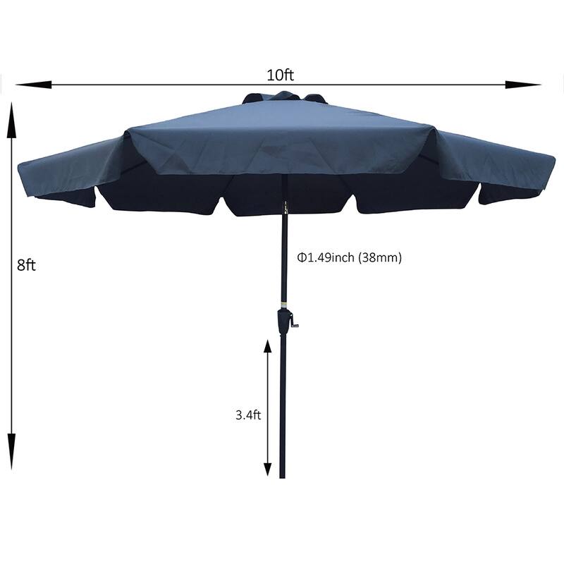10ft Patio Umbrella Market Table Round Umbrella Outdoor Garden Umbrellas with Crank and Push Button Tilt for Pool Shade Outside