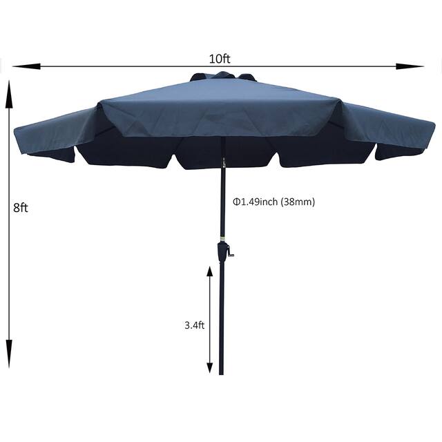 10ft Patio Umbrella Market Table Round Umbrella Outdoor Garden Umbrellas with Crank and Push Button Tilt for Pool Shade Outside
