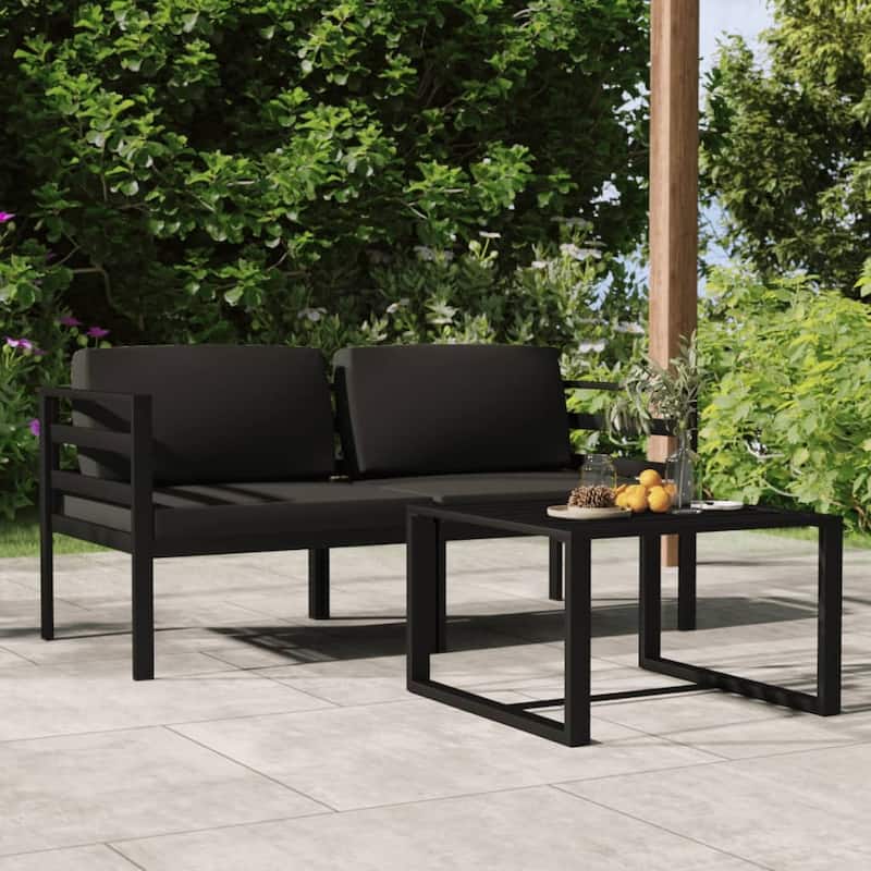 vidaXL Patio Furniture Set Outdoor Sectional Sofa Set Aluminum Anthracite - Anthracite 2 x Back pillow