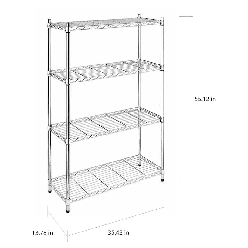 Chrome Plated Metal 4-shelf Pantry Storage
