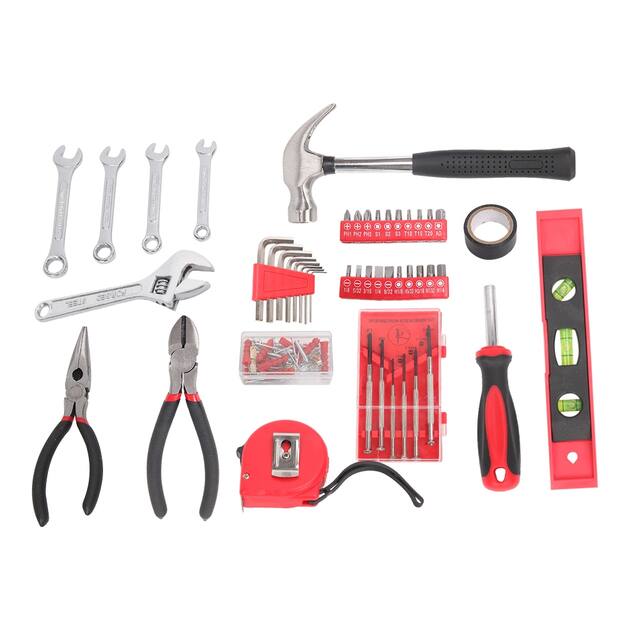 136 PCS Tool Set,Home Repair Tool Kit, General House Hand Tool Set,Red