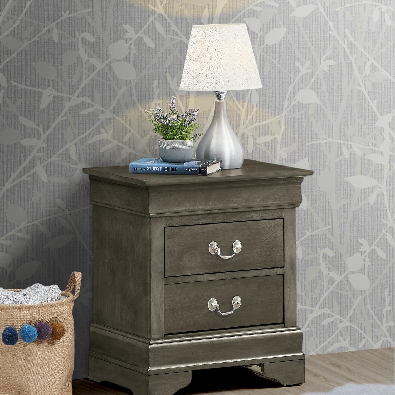 Elegant bedside table in classic American design with two drawers