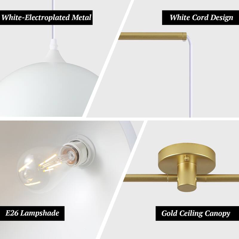 34.64inch 2 Lights Modern Simple Design Pendant with Metal Shade for Living Room Kitchen Island