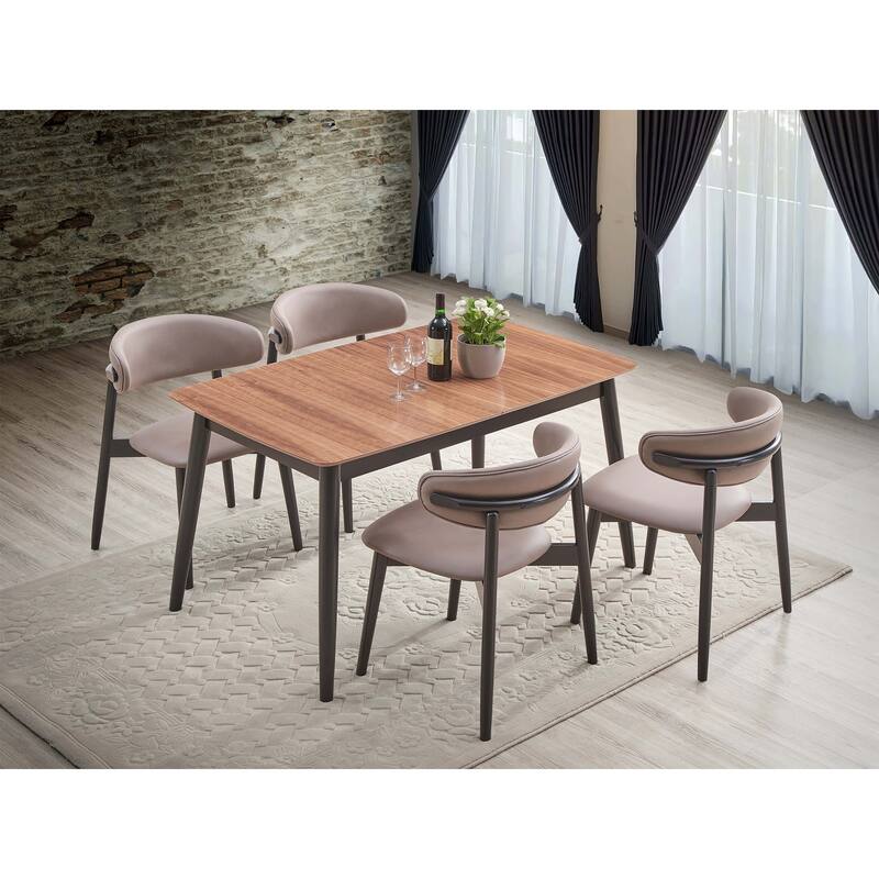 Natural and Black Dining Table with Bufferfly Leaf