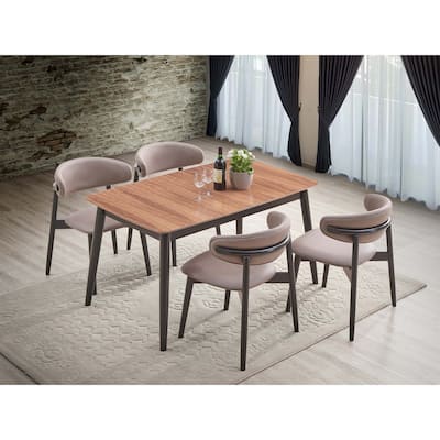 Natural and Black Dining Table with Bufferfly Leaf