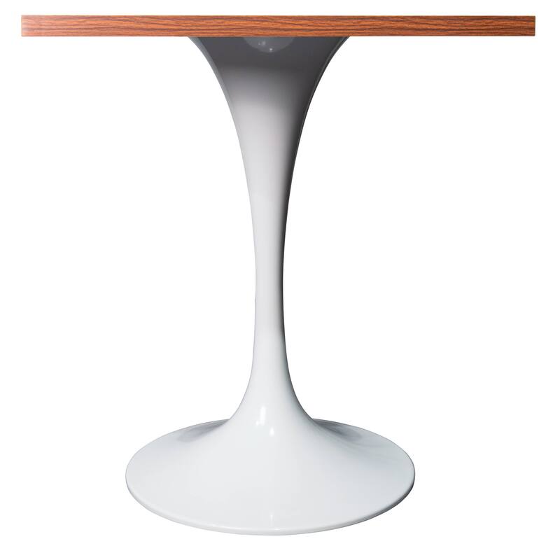 Verve 24 in. Wide Dining Table Square MDF Wood Tabletop in White Stainless Steel Pedestal Base Accent Kitchen Table