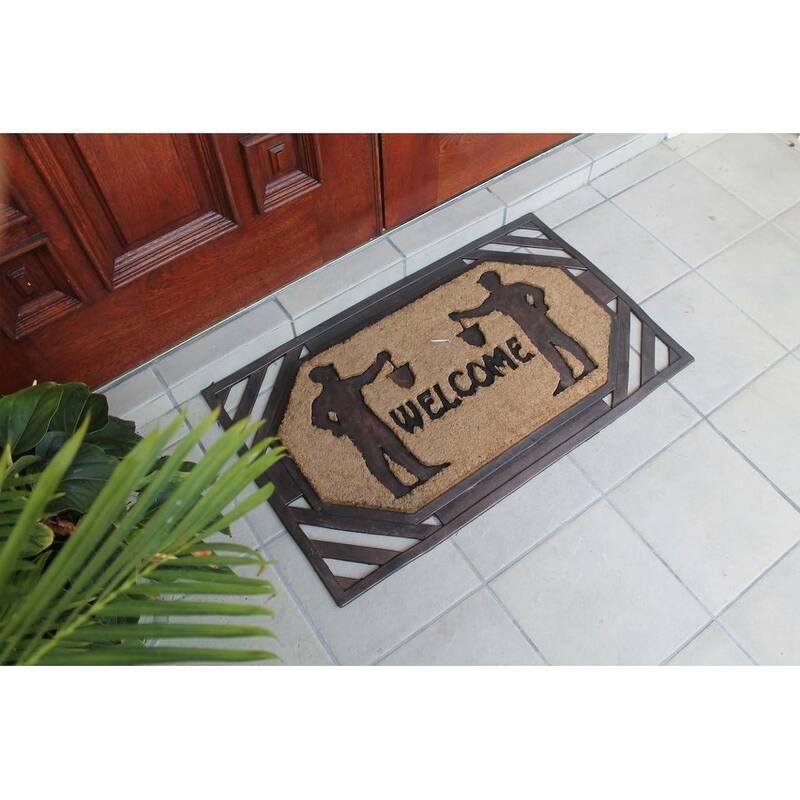 First Impression Large Rubber/ Coir Brush Welcome Doormat 23" x 38"