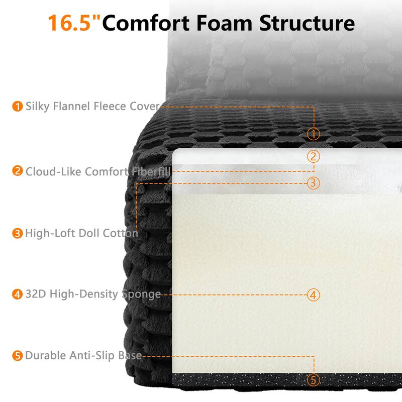 Rossetta 2-Seater Modern Modular Sectional Luxury Flannelette Fabric Boneless Deep Sofa