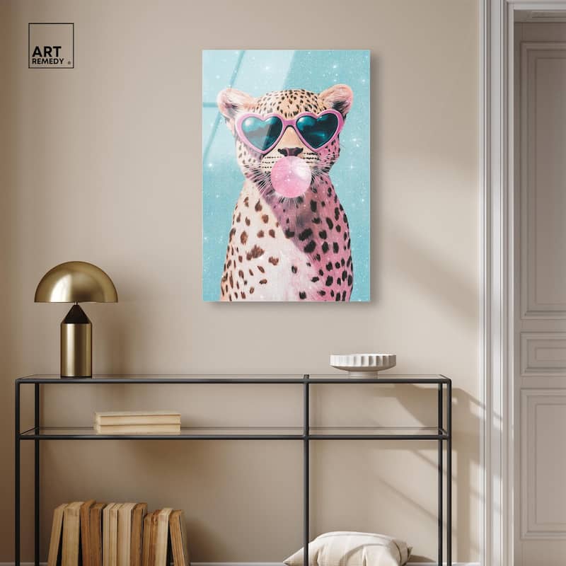 Pastel Cheetah Bubblegum Acrylic by Art Remedy, Ready to Hang