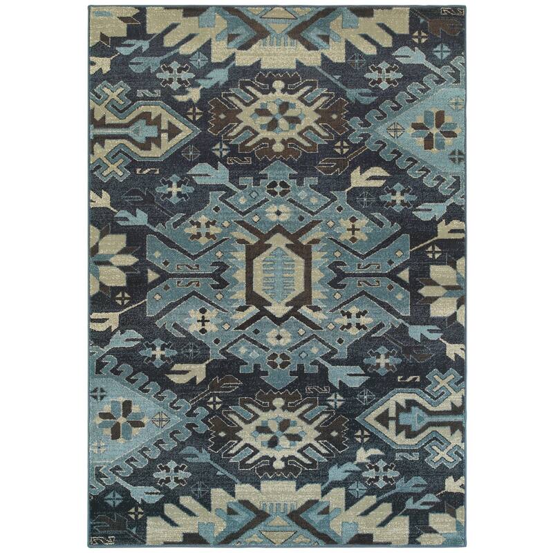 Vista Home Lilianna Tribal Blues Area Rug - 9'10" x 12'10" - Rectangle