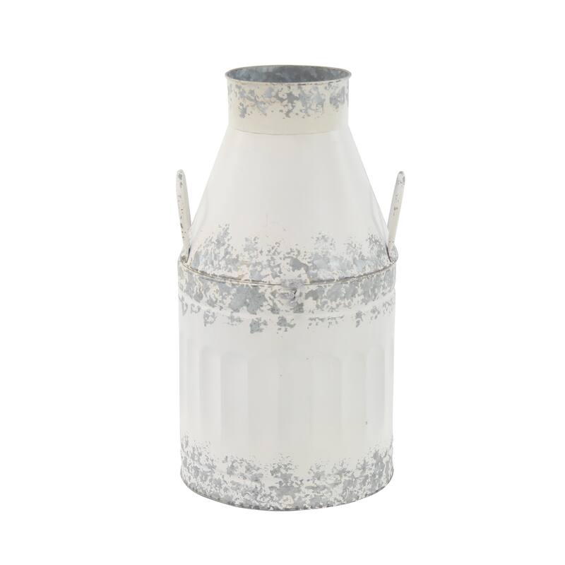 White Metal Decorative Vase (Set of 2) - 11 x 20 and 7 x 15
