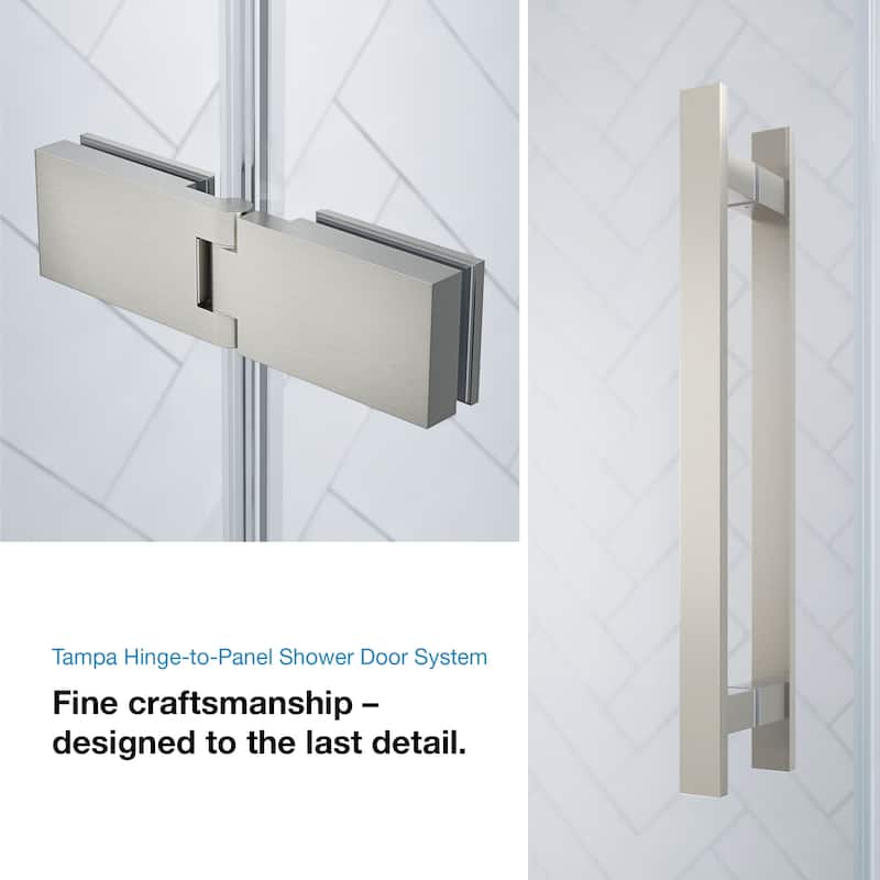 OVE Decors Tampa Corner Frameless Pivot Hinge Shower Door Kit with Base Pan, 2025