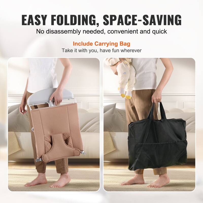 Camel Metal 2-Position Baby Bouncer with Foldable Design - 25.6” L x 16.1” W x 23.6” H