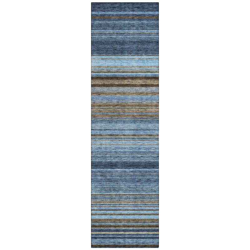 Machine Washable Indoor/ Outdoor Ombre Stripes Chantille Rug