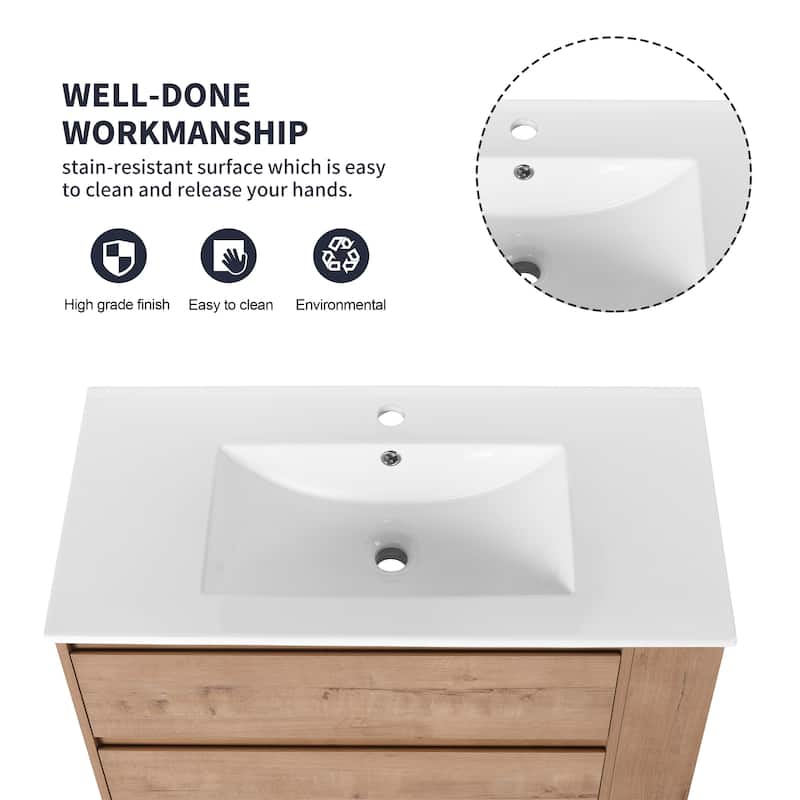 36" Wall Mounting Bathroom Vanity With Ceramic Sink