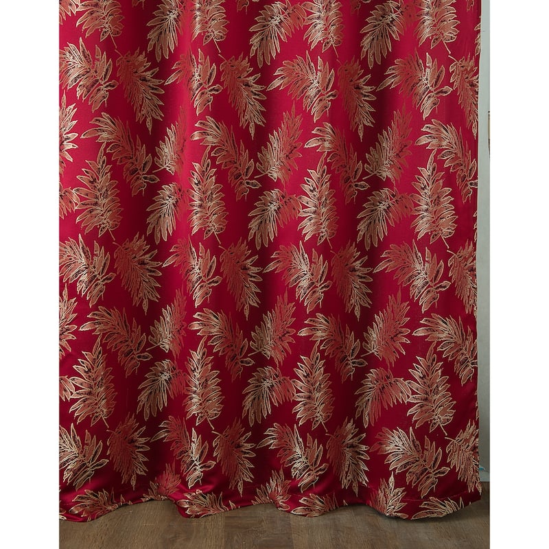 Gracewood Hollow Bao Textured Floral Jacquard Single Rod Pocket Curtain Panel w/ Attached 18-inch Valance - 54 x 84 in.