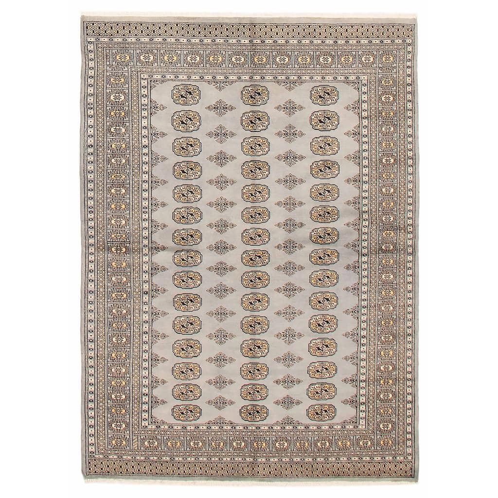 Finest Peshawar Bokhara Grey Rug 5'7" x 7'7" - 5'7 x 7'7