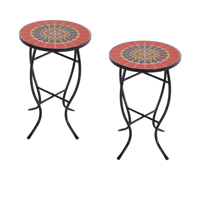 Mosaic Art Collection Accent Table (Set of 2) - Sage