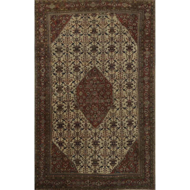 Hand Knotted Oriental 100% Wool Carpet Traditional Medallion Beige & Ivories Sultanabad Area Rug - 11' 9'' X 8' 4''