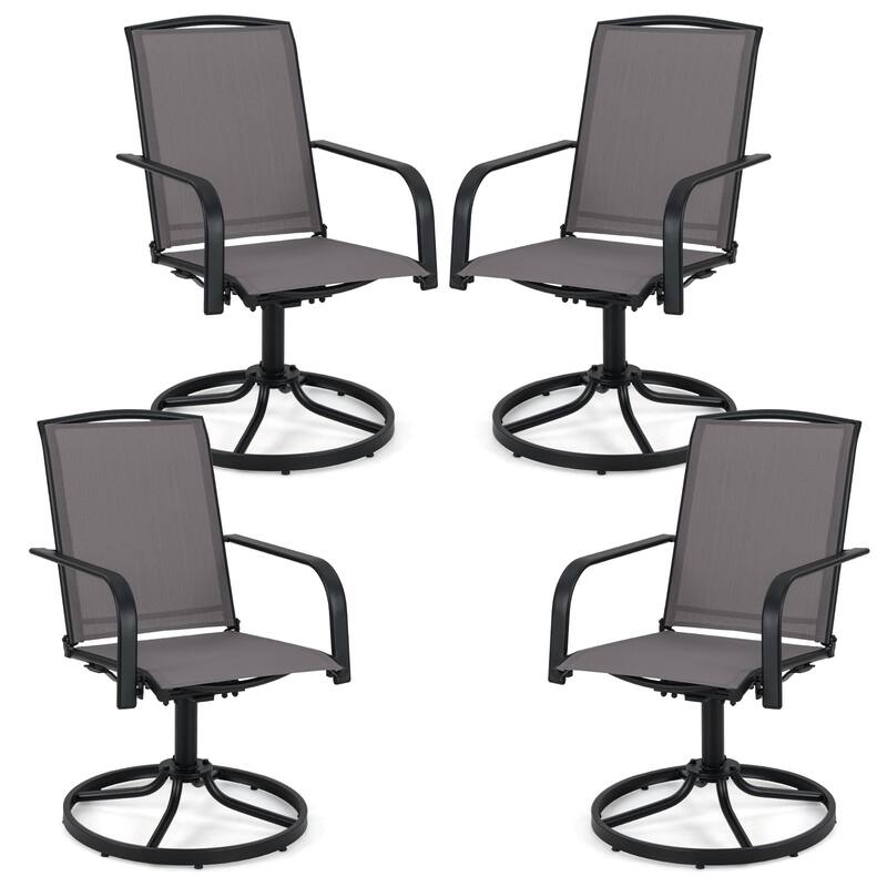 Gymax Patio Swivel Chairs Set of 4 w/ High Back & Round Metal Base for - Grey
