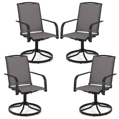 Gymax Patio Swivel Chairs Set of 4 w/ High Back & Round Metal Base for