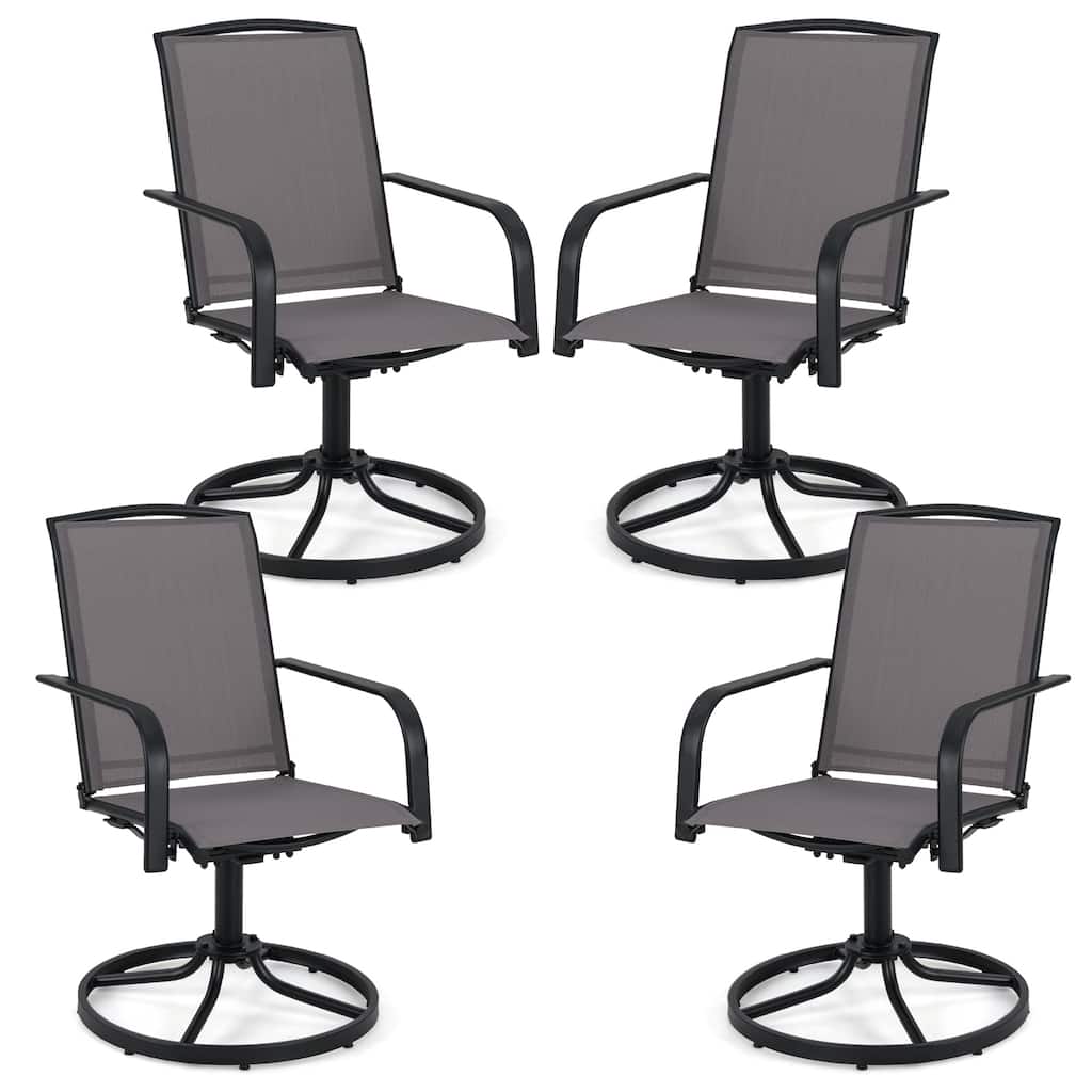 Gymax Patio Swivel Chairs Set of 4 w/ High Back & Round Metal Base for