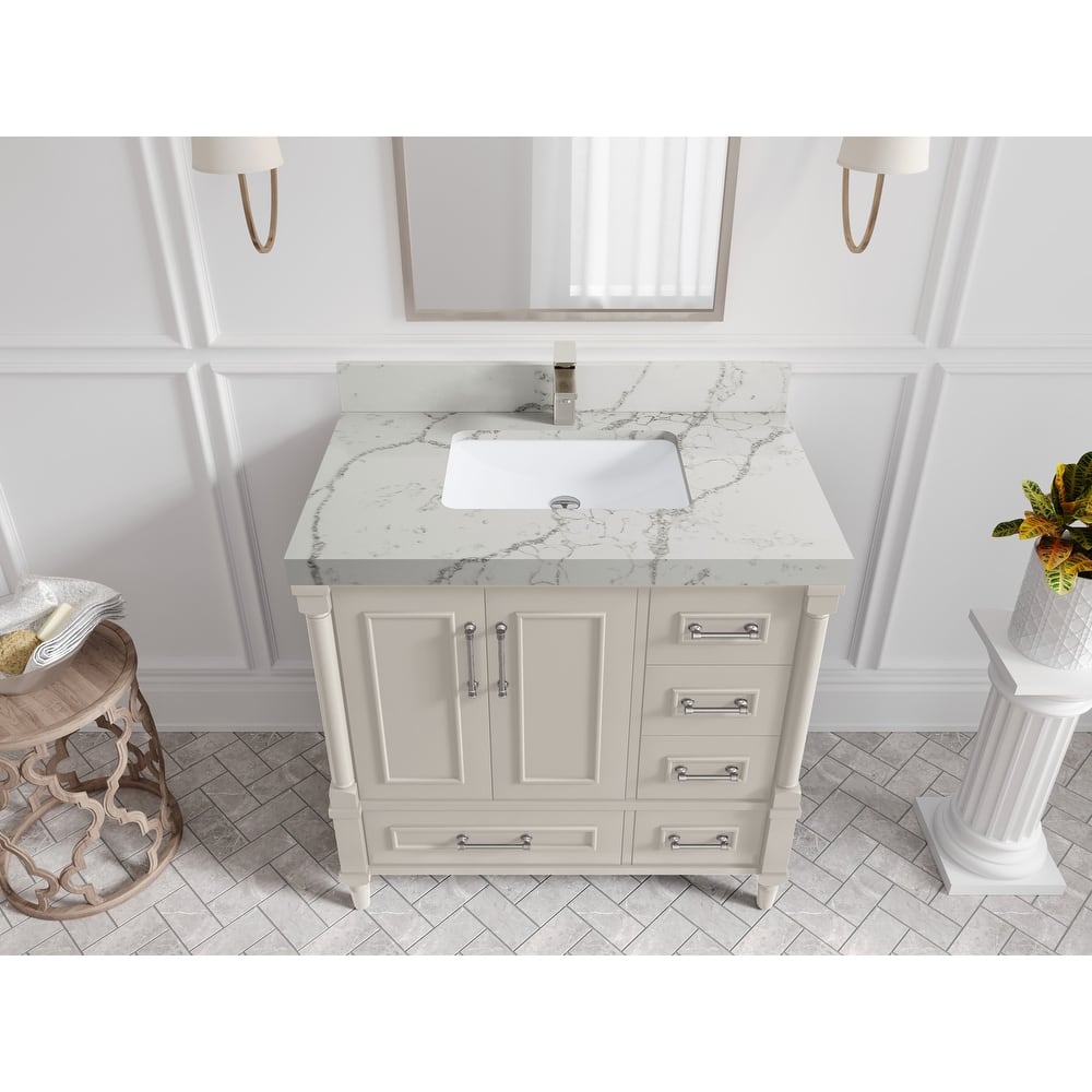 Willow Collections 36 in. W x 22 in. D Aberdeen Center Sink Left Bathroom Vanity with Countertop