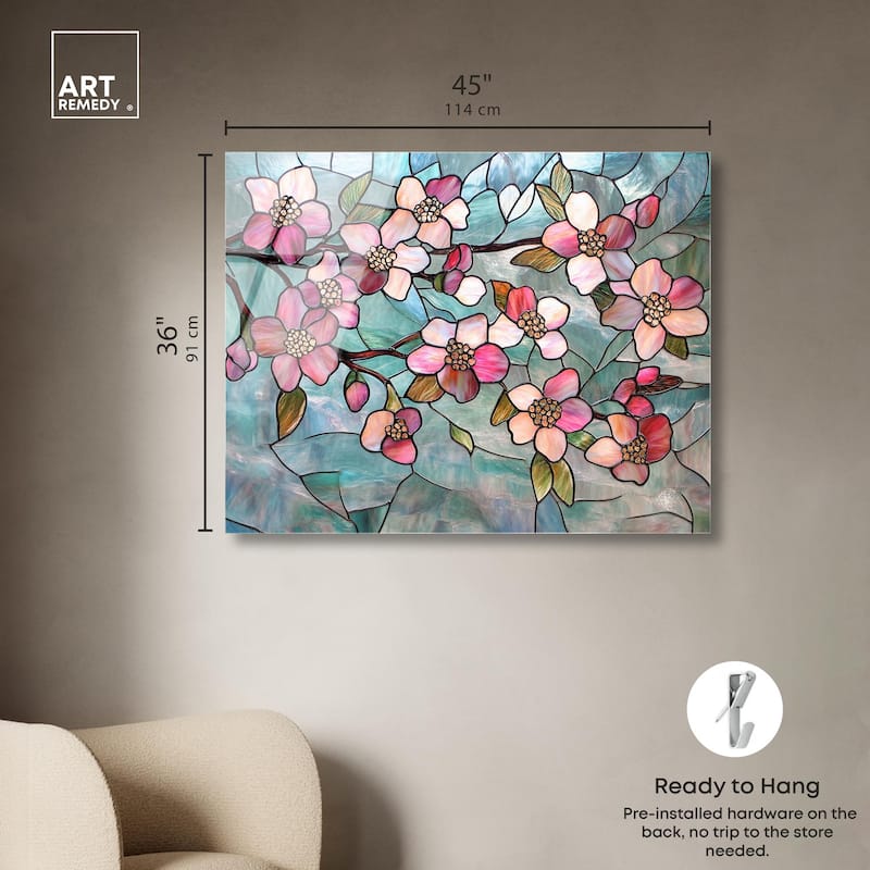 Shimmering Spring Blossoms I Acrylic by Art Remedy, Ready to Hang