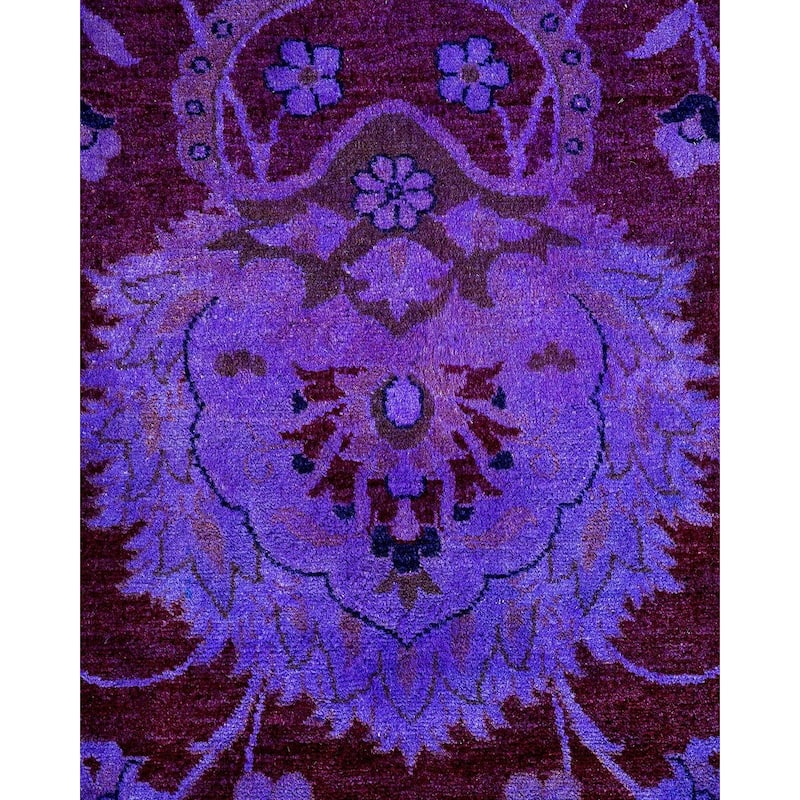 Overton Hand Knotted Wool Vintage Inspired Modern Contemporary Overdyed Purple Area Rug - 9' 2" x 12' 3"
