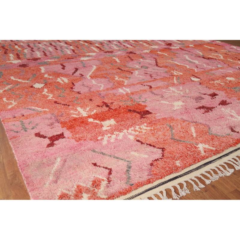 Orange & Pink Moroccan Large Area Rug Hand-Knotted Wool Carpet - 12'0" x 18'5"