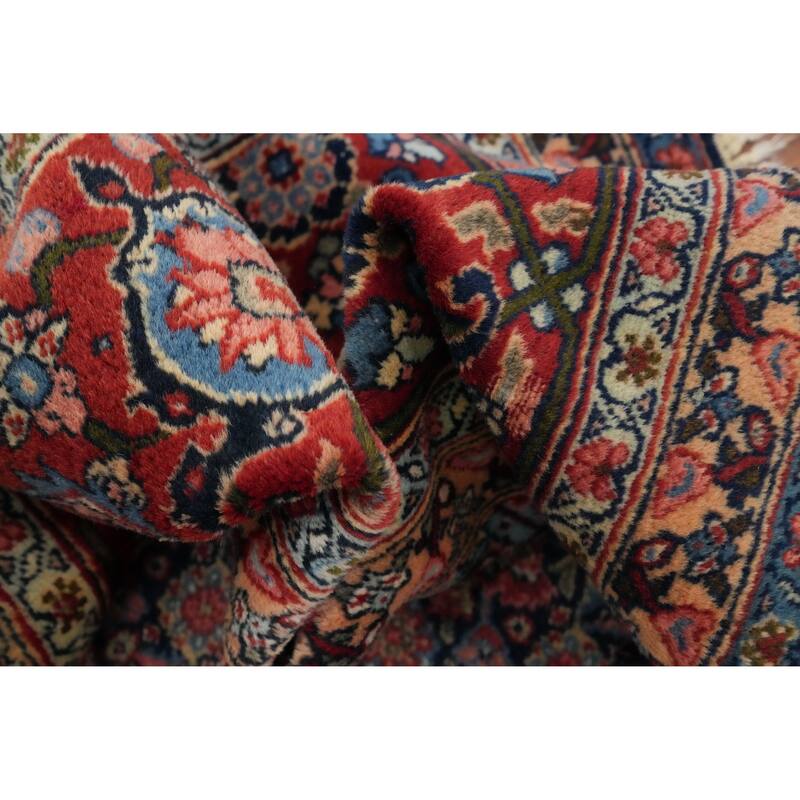 Hand Knotted Oriental 100% Wool Carpet Traditional Medallion Navy Blue & Blues Tabriz Area Rug - 16' 2'' X 9' 0''