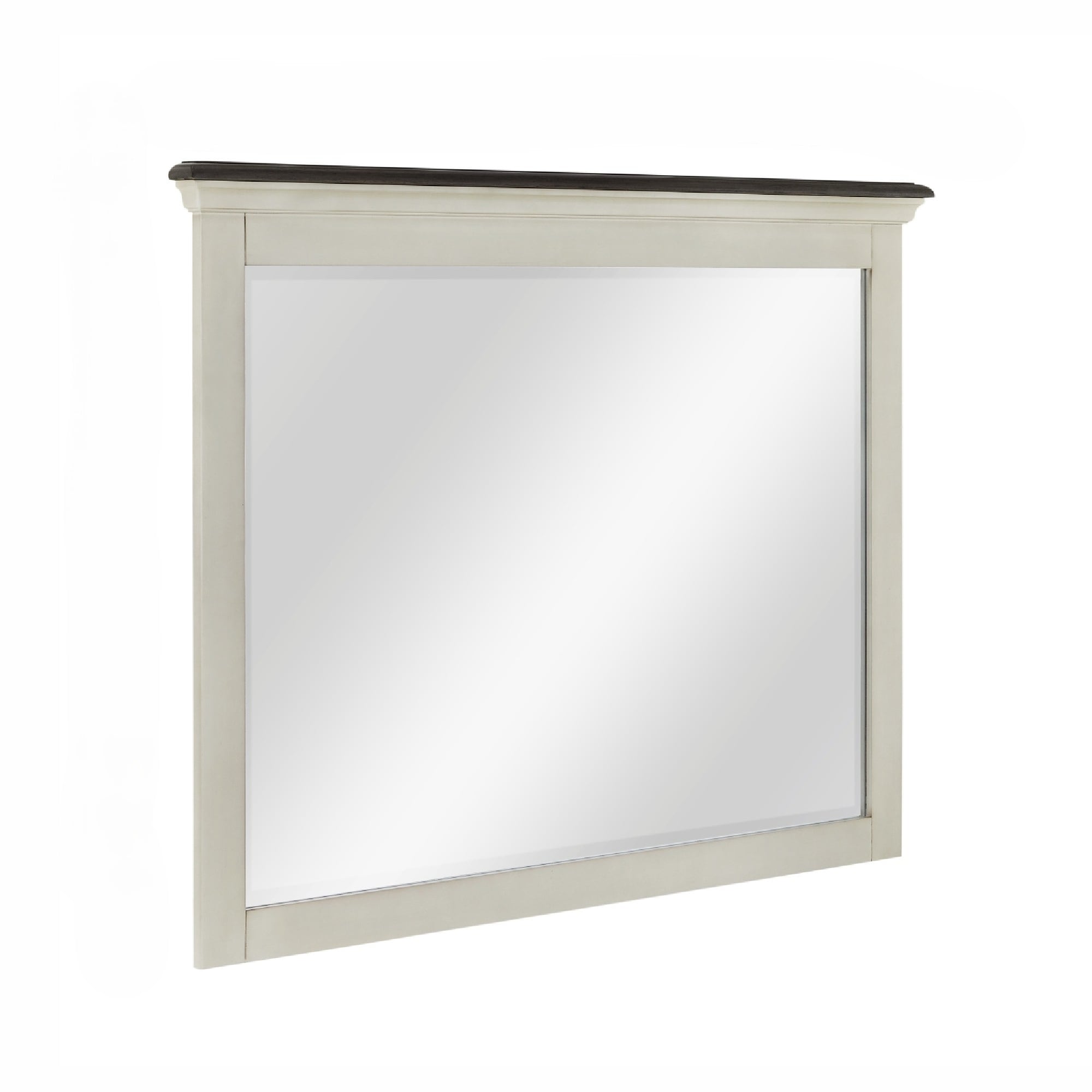 Linon Ellington Antique White and Brown Rectangular Dresser Mirror - 47"W x 2" D x 36.14" H