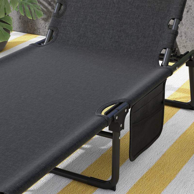 Outdoor Chaise, Adjustable Folding Chaise Lounge With 4-Position Backrest