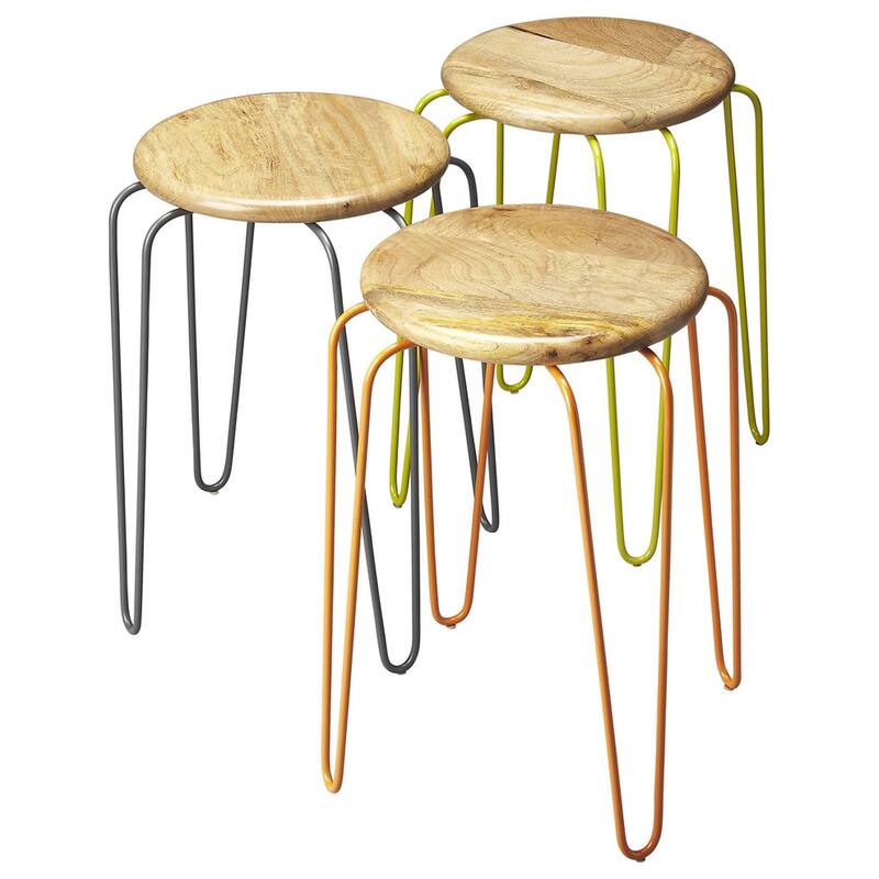 Handmade Butler Easton Wood and Iron Stackable Stool (India) Bed Bath & Beyond 12037497