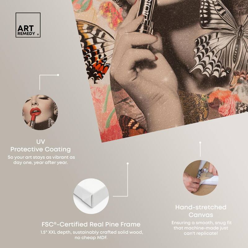 Iconic Lady Butterfly Collage Canvas by Art Remedy, Gallery Wrapped