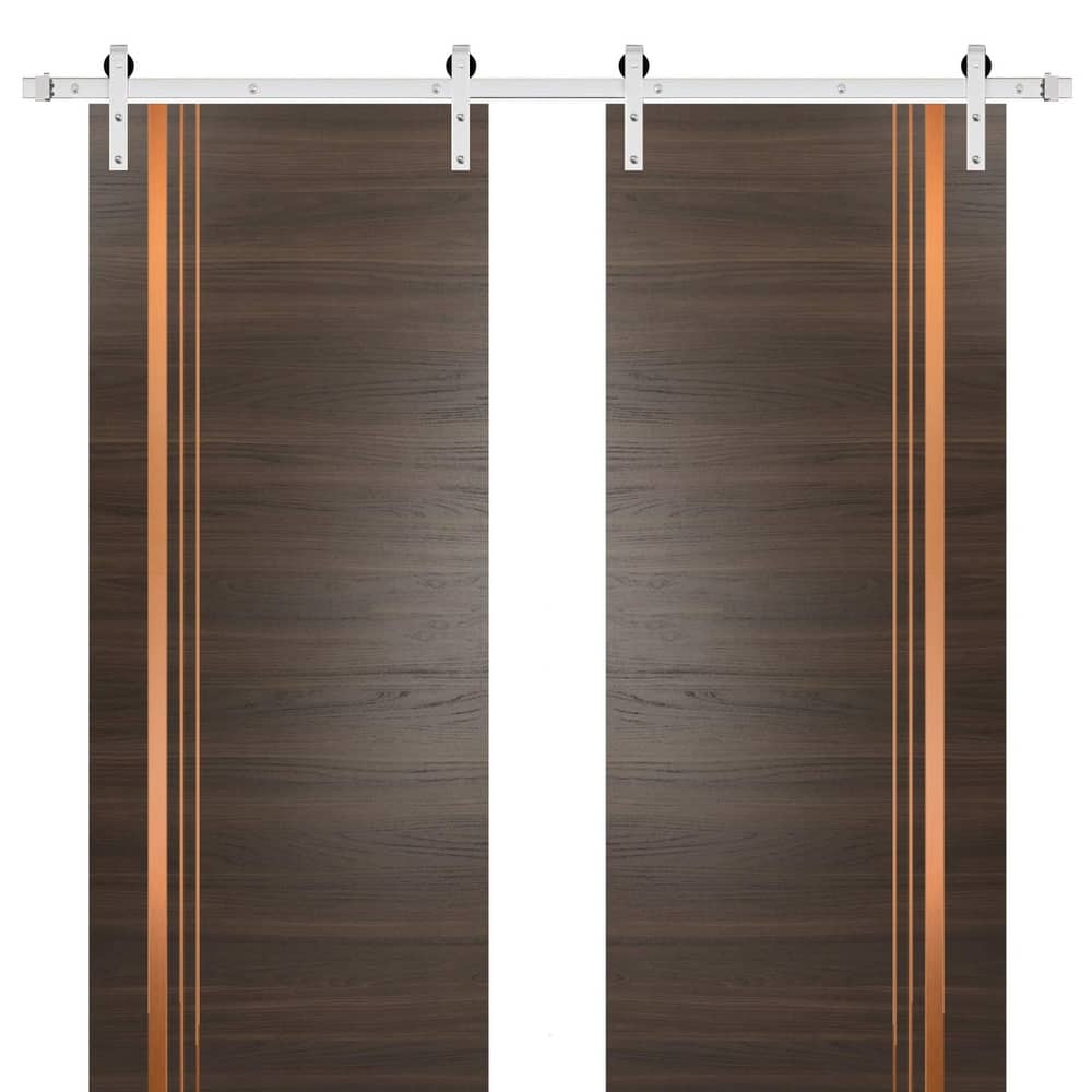 Sturdy Double Barn Door 36 x 80 with Planum 1010 Chocolate Ash with 13FT
