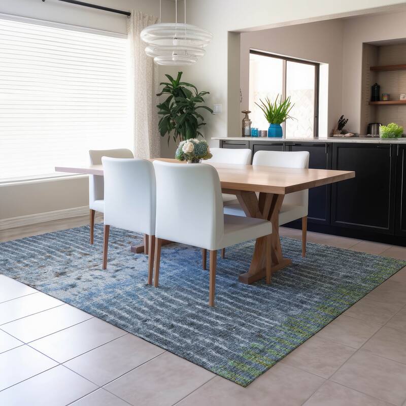 Machine Washable Indoor/ Outdoor Boho Modern Chantille Rug