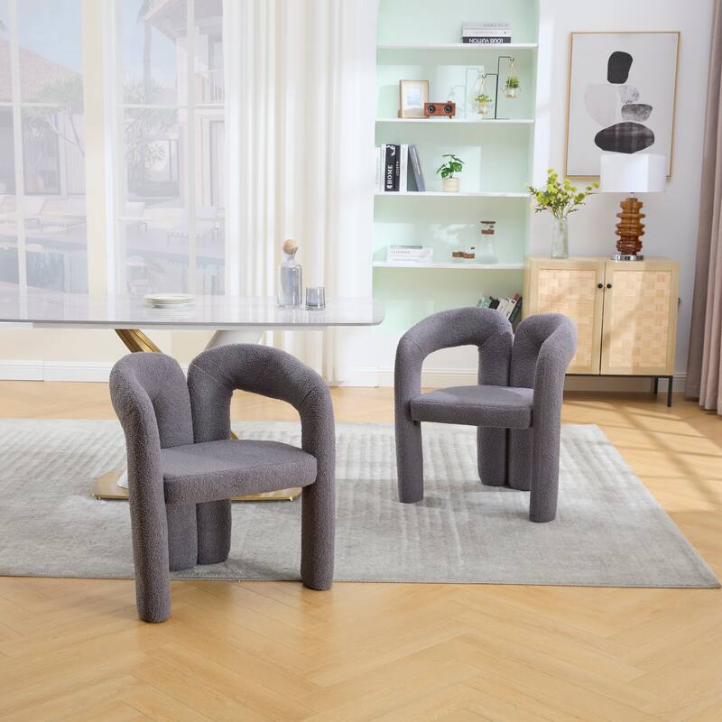 Modern Velvet Upholstered Accent Chair – Barrel-Shaped Dining Side Chair For Kitchen Or Living Room (Set Of 2)‌ - Grey