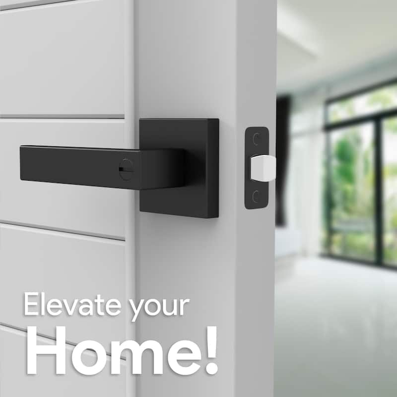 Mega Handles ROBELL Privacy Lever Door Handle, Modern Square Design, keyless door lock, Bathroom Interior Lock, Easy Install