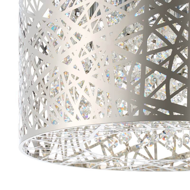 CO-Z 16-Inch Drum Flush Mount Crystal Chandelier