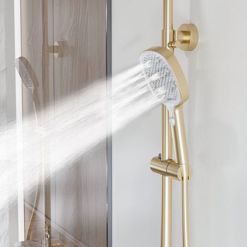 Modland Wall Mount 3-Function Shower System with Waterfall Tub Spout Adjustable Slide Bar,Handheld Shower