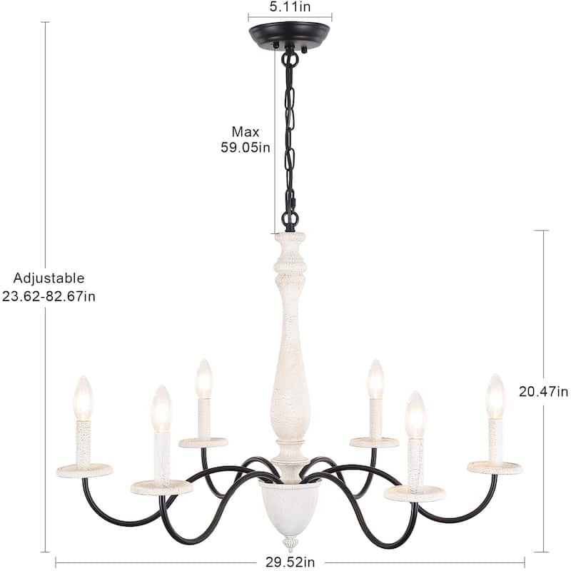 6-Light Rustic Farmhouse Chandelier Light for Bedroom Foyer Living Room