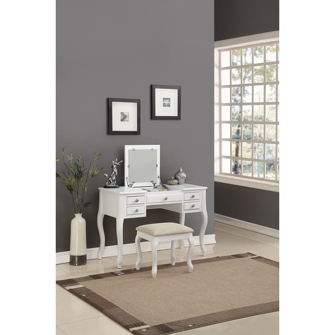 Cherub Vanity Set Featuring Stool And Mirror White