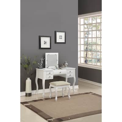 Cherub Vanity Set Featuring Stool And Mirror White