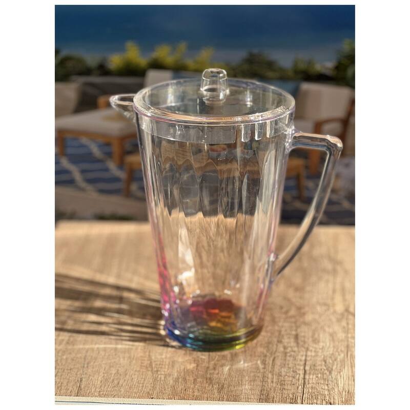 Water Pitcher with Lid, Rainbow Design Unbreakable Plastic Pitcher